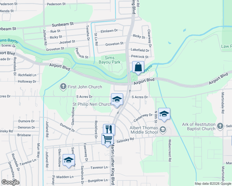 map of restaurants, bars, coffee shops, grocery stores, and more near 5434 Osprey Drive in Houston