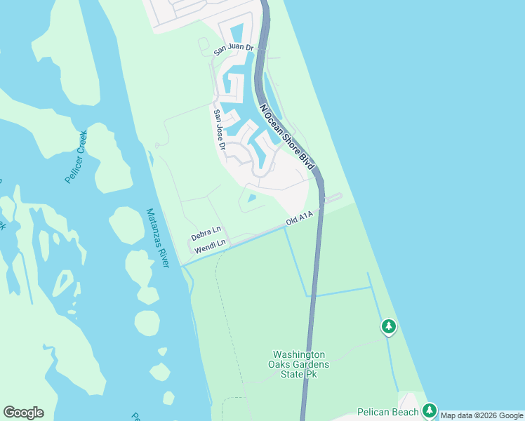 map of restaurants, bars, coffee shops, grocery stores, and more near 94 Las Casitas Boulevard in Palm Coast
