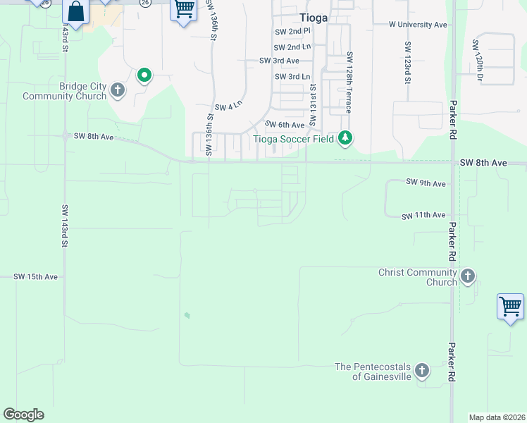map of restaurants, bars, coffee shops, grocery stores, and more near 13275 Southwest 11th Road in Newberry