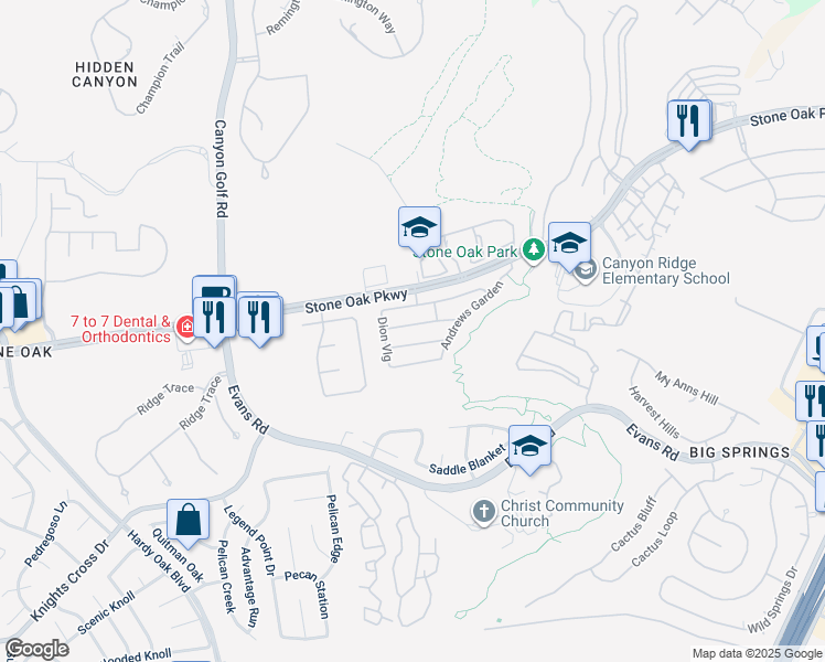 map of restaurants, bars, coffee shops, grocery stores, and more near 1238 Tweed Willow in San Antonio