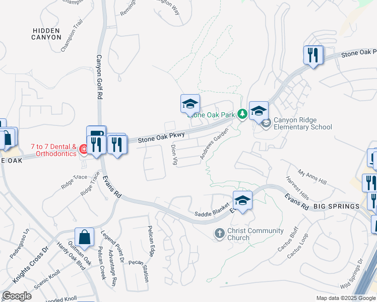 map of restaurants, bars, coffee shops, grocery stores, and more near 1238 Tweed Willow in San Antonio