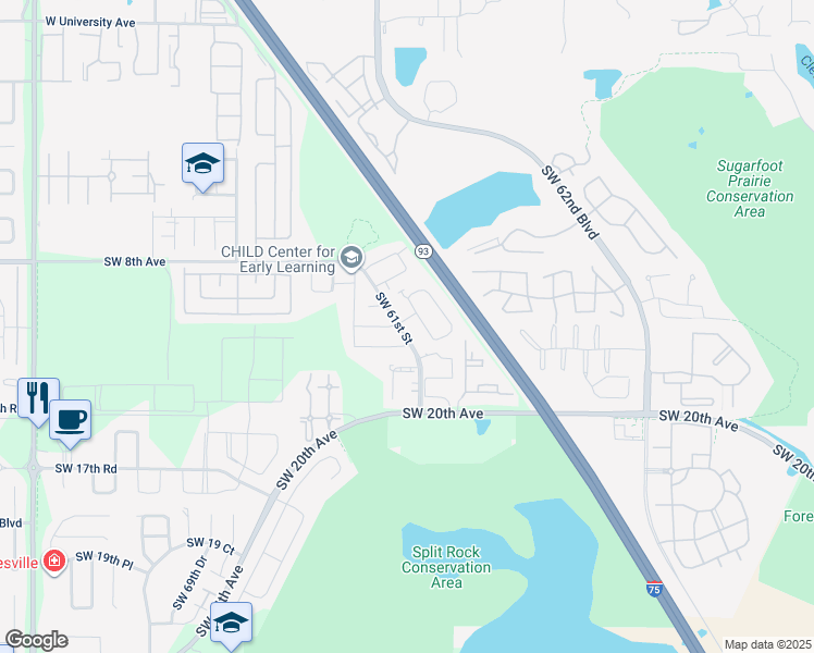 map of restaurants, bars, coffee shops, grocery stores, and more near 924 Southwest 59 Terrace in Gainesville