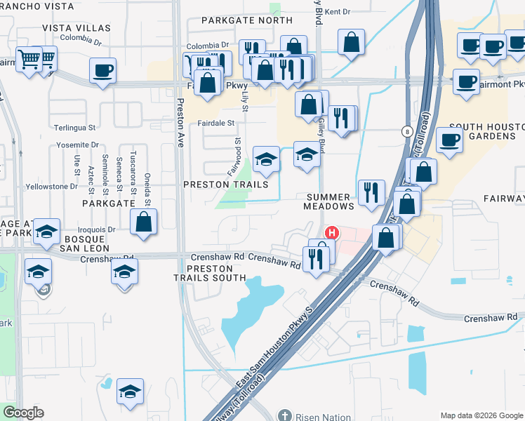 map of restaurants, bars, coffee shops, grocery stores, and more near 5027 Sienna Heights Lane in Pasadena