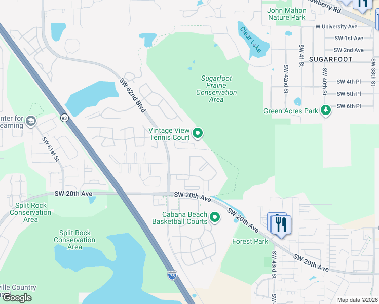 map of restaurants, bars, coffee shops, grocery stores, and more near 5027 Southwest 9th Lane in Gainesville