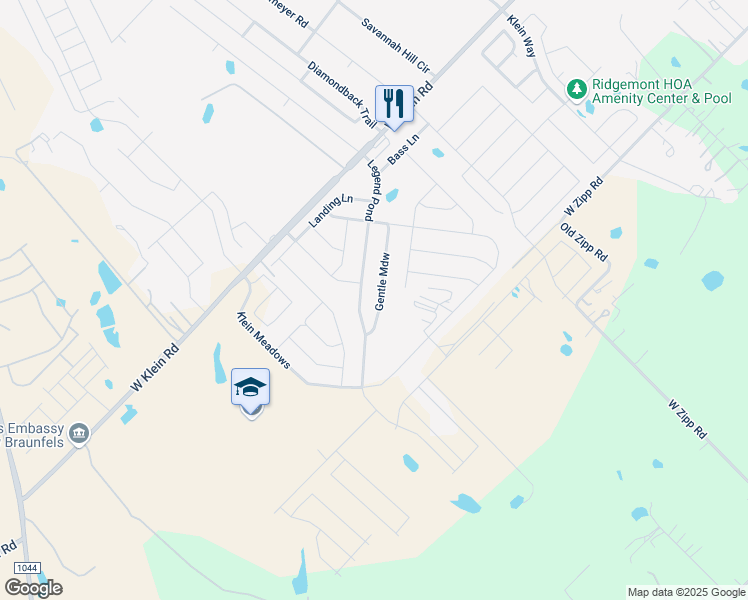 map of restaurants, bars, coffee shops, grocery stores, and more near 3997 Legend Pond in New Braunfels