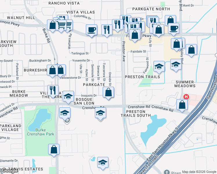 map of restaurants, bars, coffee shops, grocery stores, and more near 4502 Oneida Street in Pasadena