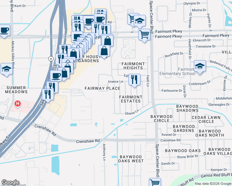 map of restaurants, bars, coffee shops, grocery stores, and more near 4502 Monaco Lane in Pasadena