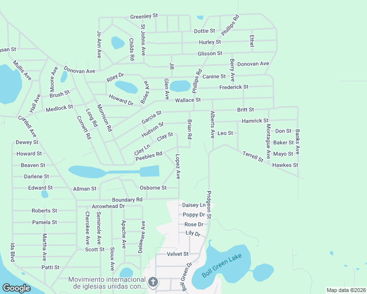map of restaurants, bars, coffee shops, grocery stores, and more near 121 Brian Road in Interlachen