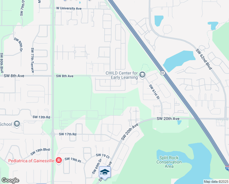 map of restaurants, bars, coffee shops, grocery stores, and more near 702 Queens Road in Gainesville