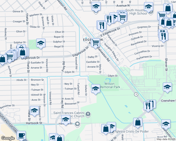 map of restaurants, bars, coffee shops, grocery stores, and more near 330 Gilpin Street in Houston