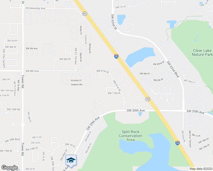 map of restaurants, bars, coffee shops, grocery stores, and more near 1099 Southwest 62nd Terrace in Gainesville