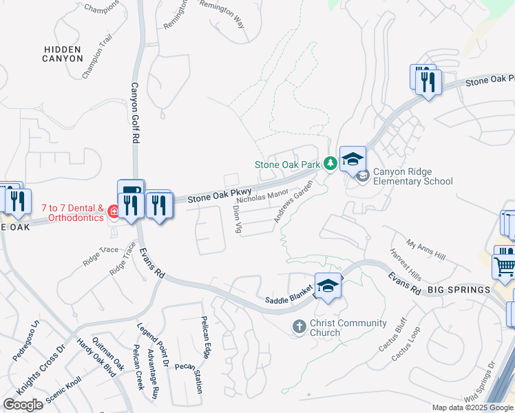 map of restaurants, bars, coffee shops, grocery stores, and more near 1238 Tweed Willow in San Antonio