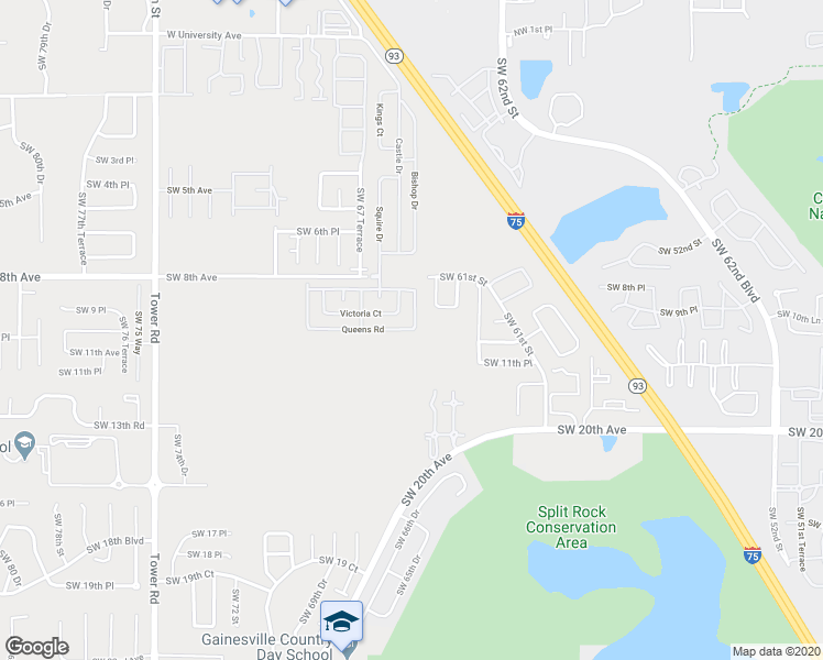 map of restaurants, bars, coffee shops, grocery stores, and more near 680 Queens Road in Gainesville