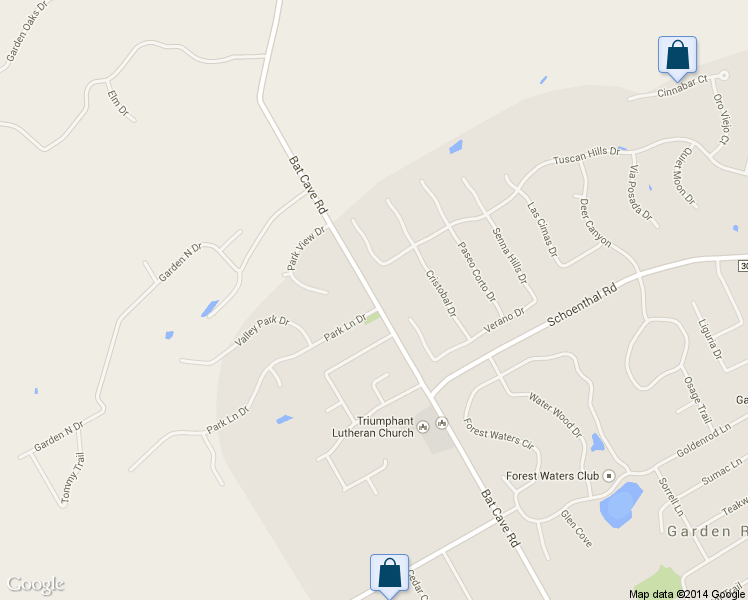 map of restaurants, bars, coffee shops, grocery stores, and more near 21835 Bat Cave Rd in Garden Ridge