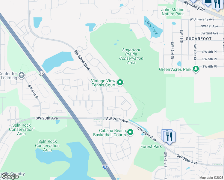 map of restaurants, bars, coffee shops, grocery stores, and more near 5027 Southwest 9th Lane in Gainesville