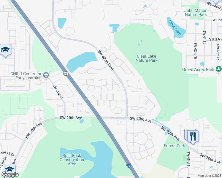 map of restaurants, bars, coffee shops, grocery stores, and more near 900 Southwest 62nd Boulevard in Gainesville