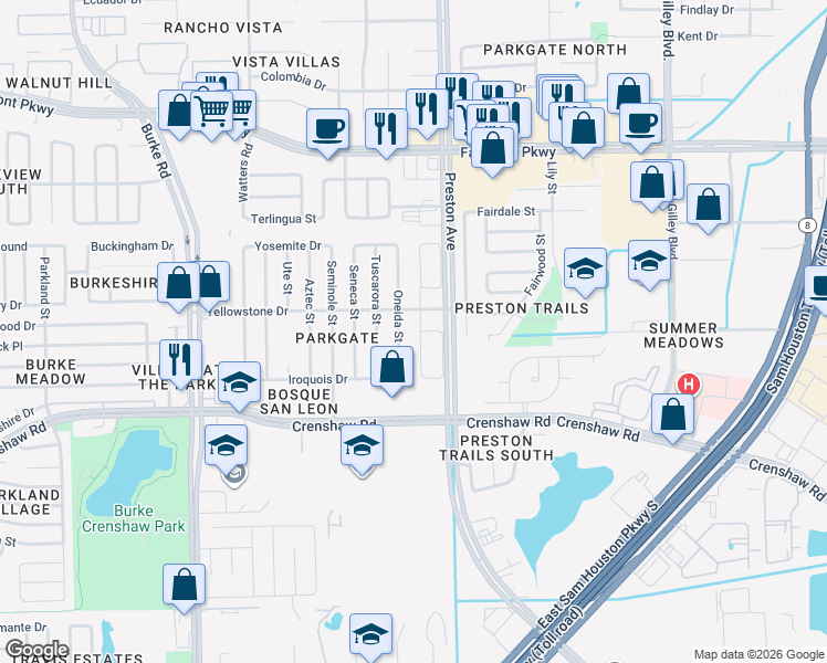 map of restaurants, bars, coffee shops, grocery stores, and more near 4502 Oneida Street in Pasadena