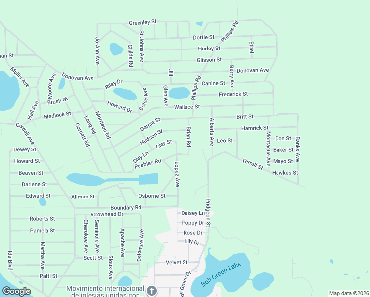 map of restaurants, bars, coffee shops, grocery stores, and more near 121 Brian Road in Interlachen