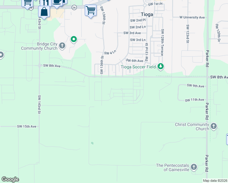 map of restaurants, bars, coffee shops, grocery stores, and more near 13275 Southwest 11th Road in Newberry