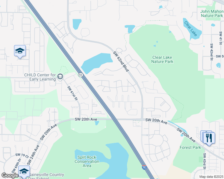 map of restaurants, bars, coffee shops, grocery stores, and more near 911 Southwest 57 Terrace in Gainesville