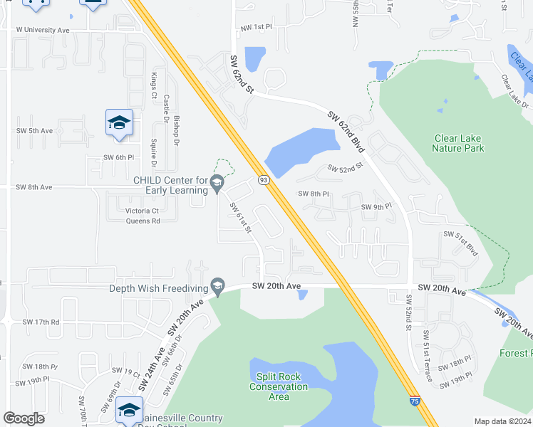 map of restaurants, bars, coffee shops, grocery stores, and more near 924 Southwest 59 Terrace in Gainesville