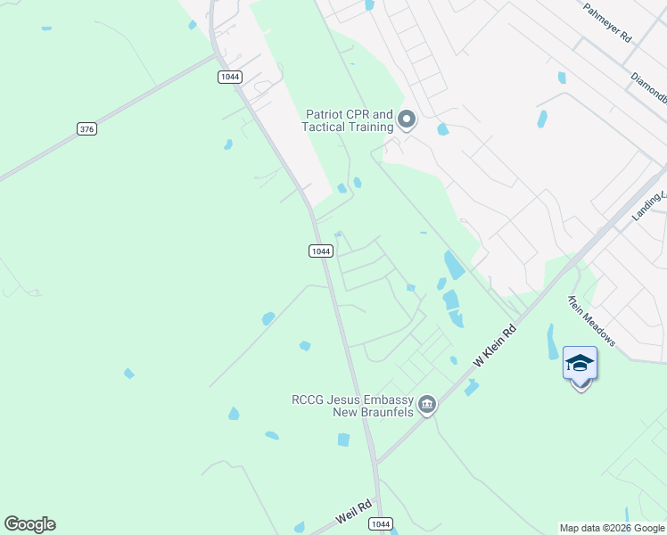 map of restaurants, bars, coffee shops, grocery stores, and more near 3446 Farm to Market Road 1044 in New Braunfels