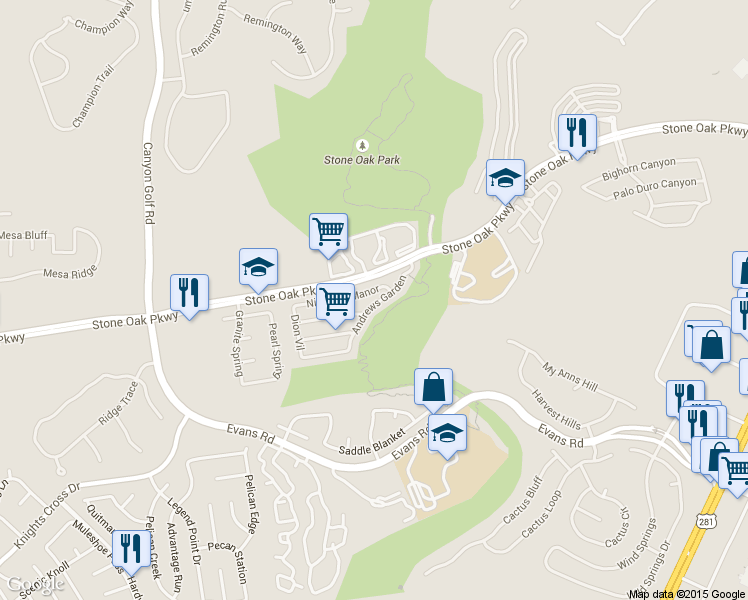 map of restaurants, bars, coffee shops, grocery stores, and more near in San Antonio