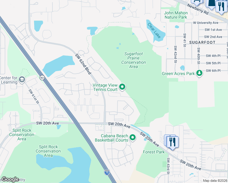 map of restaurants, bars, coffee shops, grocery stores, and more near 857 Southwest 50th Way in Gainesville