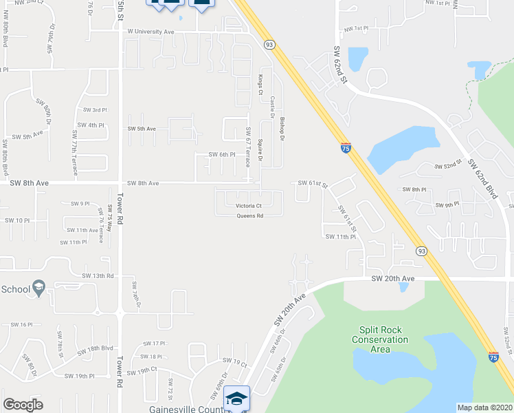 map of restaurants, bars, coffee shops, grocery stores, and more near 803 Victoria Court in Gainesville
