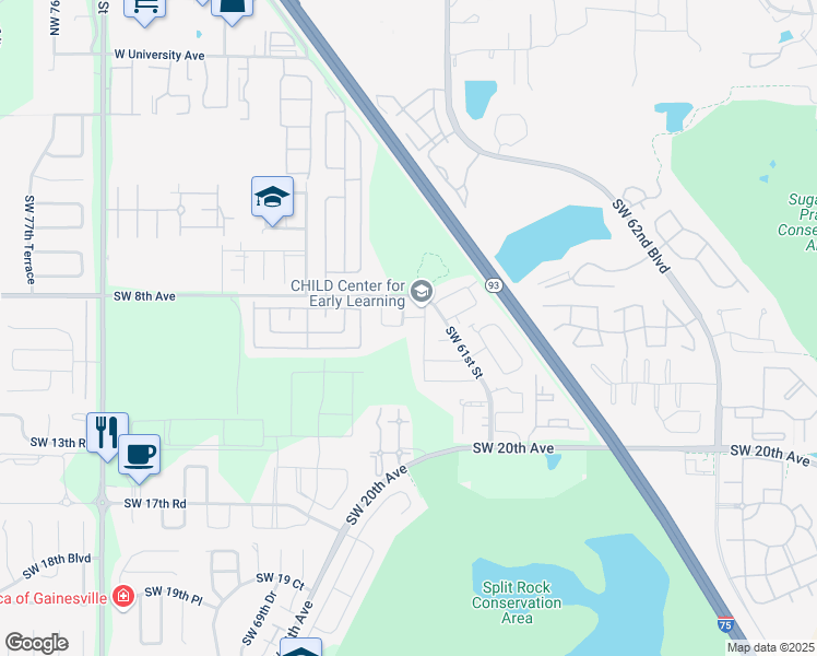map of restaurants, bars, coffee shops, grocery stores, and more near 819 Southwest 63rd Terrace in Gainesville