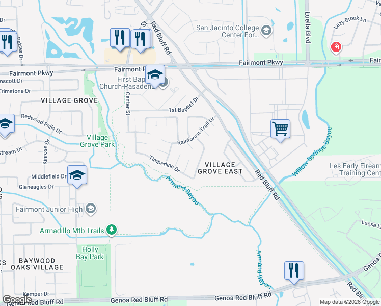 map of restaurants, bars, coffee shops, grocery stores, and more near 4315 Raintree Court in Pasadena