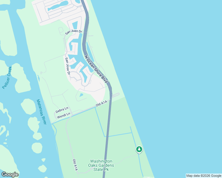 map of restaurants, bars, coffee shops, grocery stores, and more near 6580 North Oceanshore Boulevard in Palm Coast