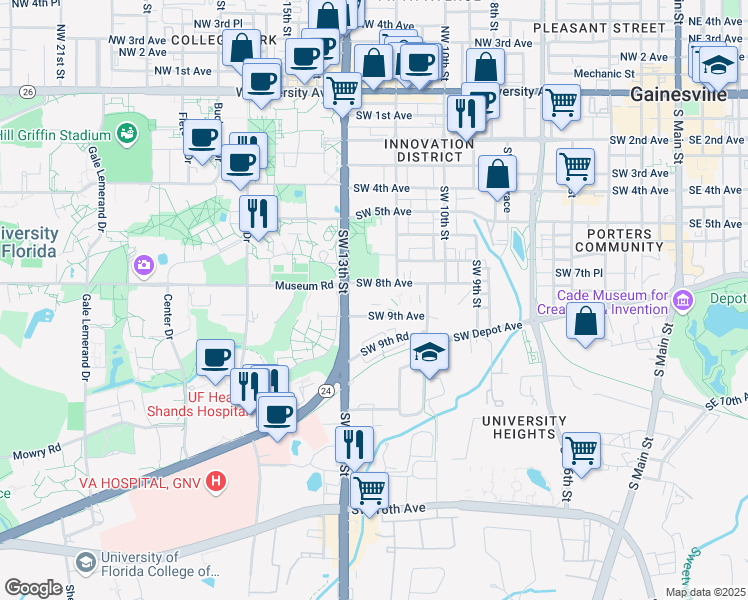 map of restaurants bars coffee shops grocery stores and more near 819
