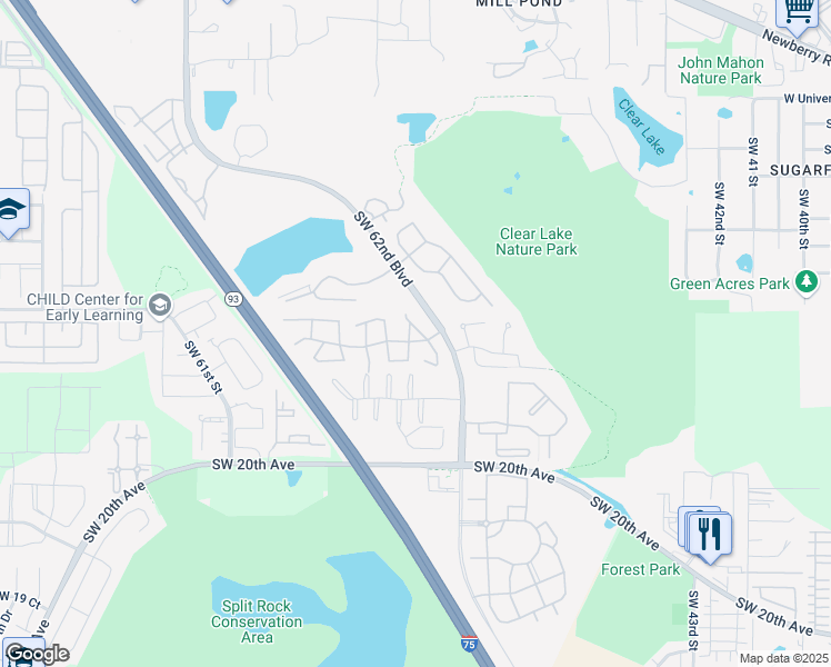 map of restaurants, bars, coffee shops, grocery stores, and more near 80 Southwest 9th Place in Gainesville