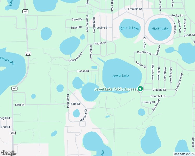 map of restaurants, bars, coffee shops, grocery stores, and more near 157 Jewel Avenue in Interlachen