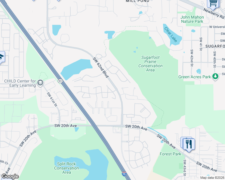 map of restaurants, bars, coffee shops, grocery stores, and more near 900 Southwest 62nd Boulevard in Gainesville