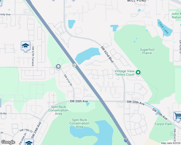 map of restaurants, bars, coffee shops, grocery stores, and more near 829 Southwest 58 Terrace in Gainesville