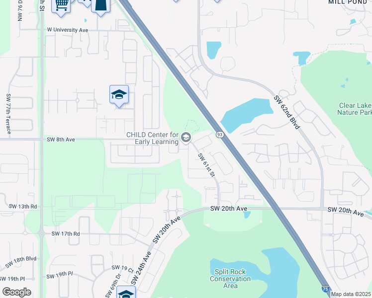 map of restaurants, bars, coffee shops, grocery stores, and more near 819 Southwest 63rd Terrace in Gainesville
