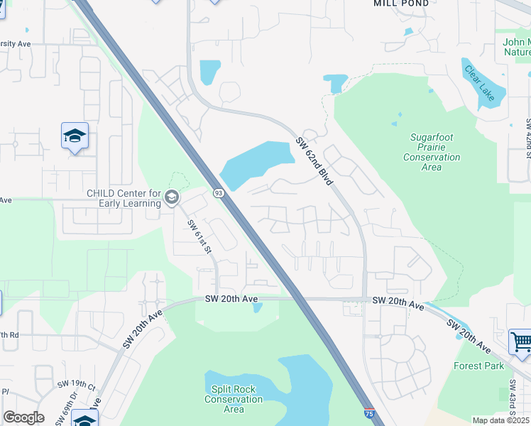 map of restaurants, bars, coffee shops, grocery stores, and more near 846 Southwest 58 Terrace in Gainesville