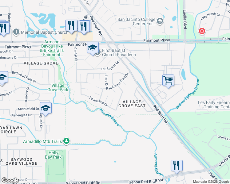 map of restaurants, bars, coffee shops, grocery stores, and more near 4315 Raintree Ct in Pasadena