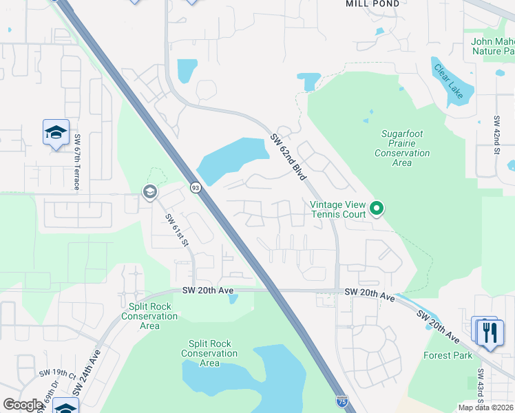 map of restaurants, bars, coffee shops, grocery stores, and more near 819 Southwest 57 Terrace in Gainesville