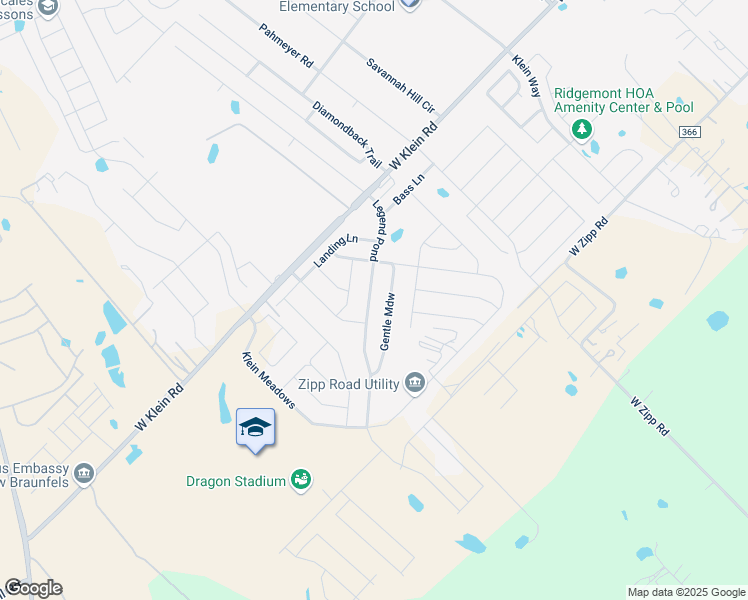 map of restaurants, bars, coffee shops, grocery stores, and more near 3949 Legend Pond in New Braunfels