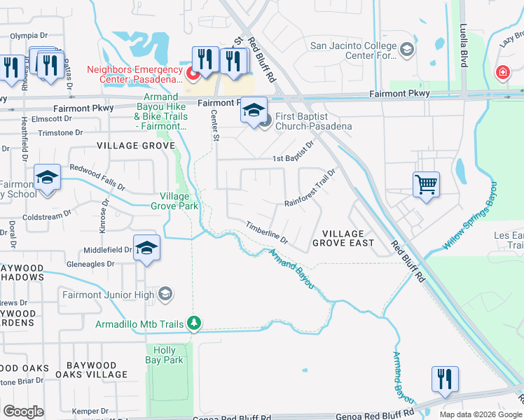 map of restaurants, bars, coffee shops, grocery stores, and more near 7407 Shady Arbour Court in Pasadena