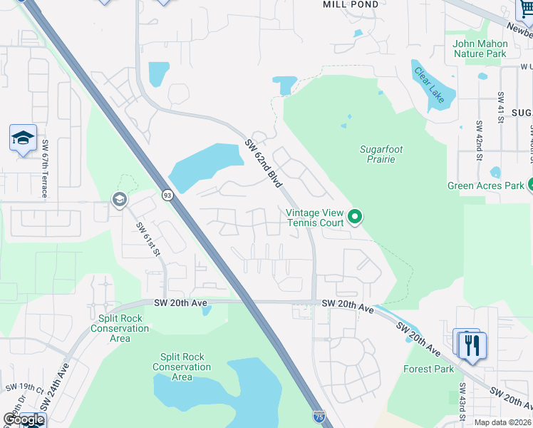 map of restaurants, bars, coffee shops, grocery stores, and more near 824 Southwest 55th Terrace in Gainesville
