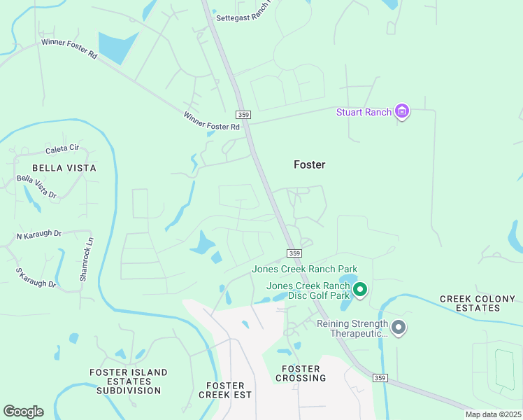 map of restaurants, bars, coffee shops, grocery stores, and more near 8013 1/2 Farm to Market 359 in Richmond