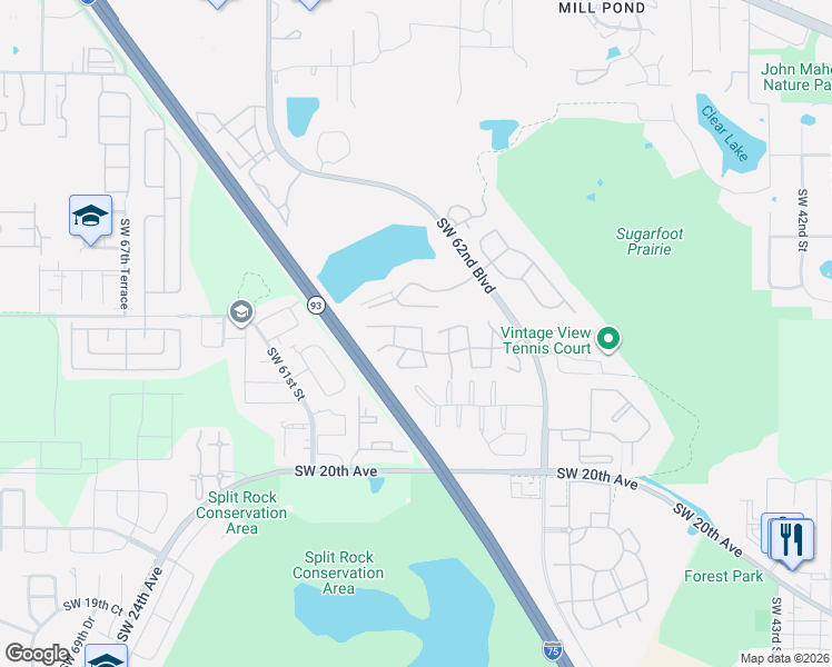 map of restaurants, bars, coffee shops, grocery stores, and more near 819 Southwest 57 Terrace in Gainesville