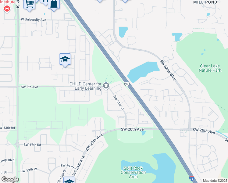map of restaurants, bars, coffee shops, grocery stores, and more near 6210 Southwest 8th Lane in Gainesville