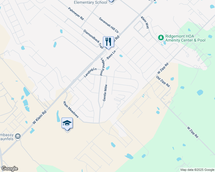 map of restaurants, bars, coffee shops, grocery stores, and more near 3939 Gentle Meadow in New Braunfels