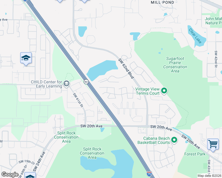 map of restaurants, bars, coffee shops, grocery stores, and more near 829 Southwest 58 Terrace in Gainesville