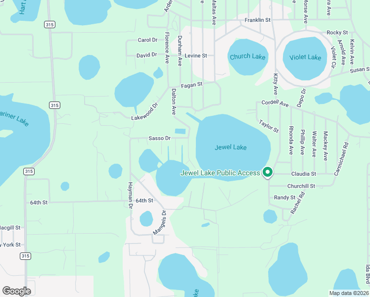 map of restaurants, bars, coffee shops, grocery stores, and more near 157 Jewel Avenue in Interlachen